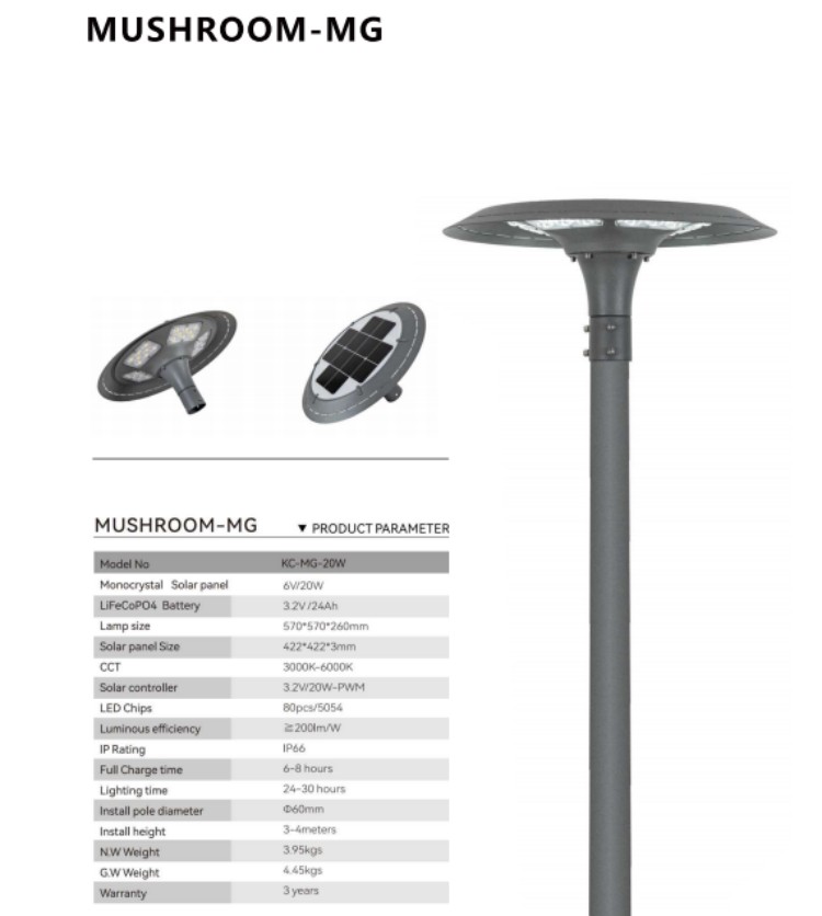 20w post top solar garden light